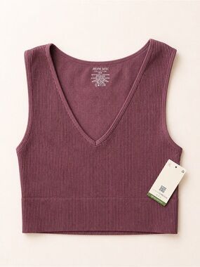 4/$20 - Ardene Women's Ribbed V-Neck Crop Tank - Dusty Mauve - Size Medium